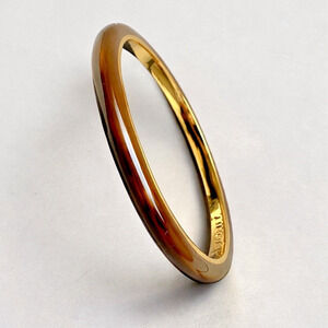 St. John Olive Brown Resin Bangle Bracelet Gold Tone Designer